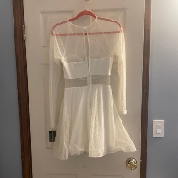 Women's Sheer White Polka Dot Dress - Picture 6 of 9